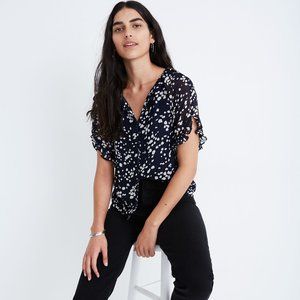 Madewell Memento Ruffle-Sleeve Top in Drifting Petals